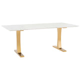 Toulouse Dining Table, White Marble/Polished Gold Base - Modern Furniture - Dining Table - High Fashion Home