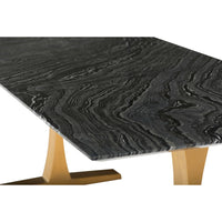 Toulouse Dining Table, Black Wood Vein Marble/Polished Gold Base - Modern Furniture - Dining Table - High Fashion Home