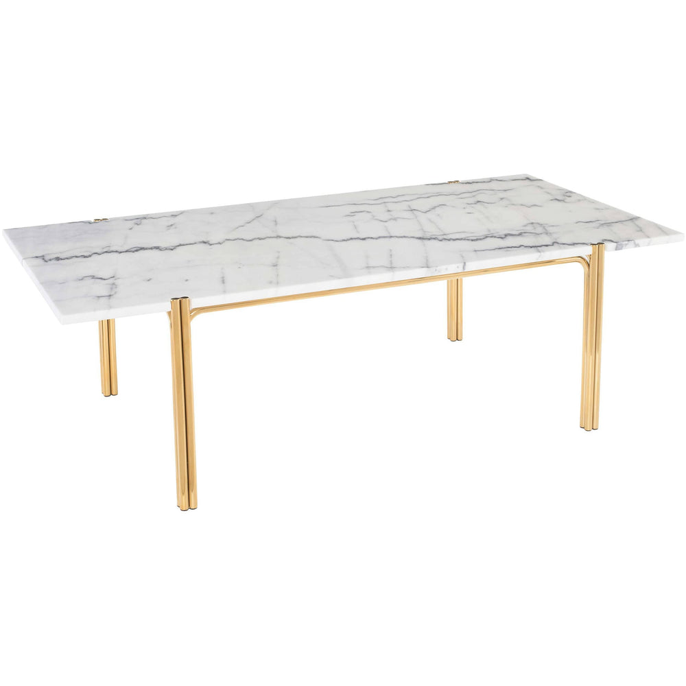 Sussur Coffee Table, White Marble/Polished Gold Base - Modern Furniture - Coffee Tables - High Fashion Home