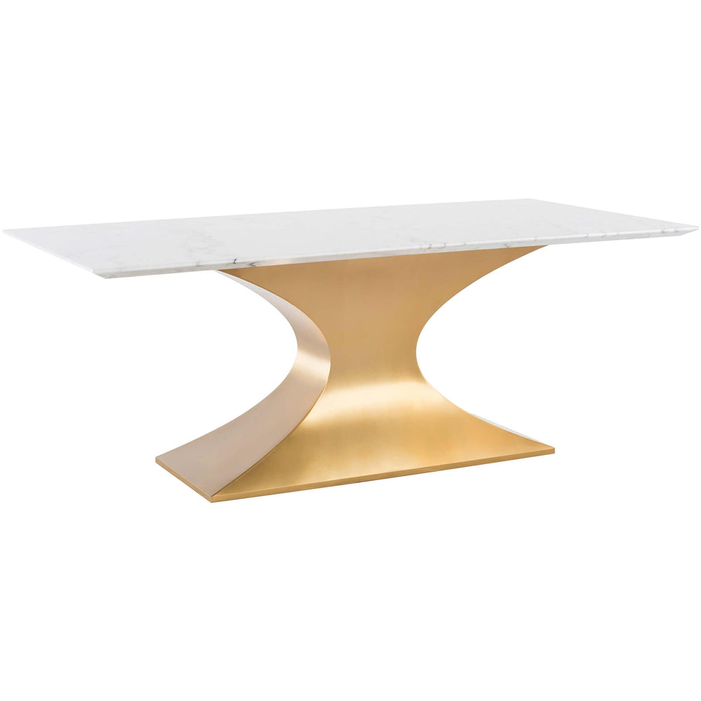 Praetorian Dining Table, White Marble/Brushed Gold Base - Furniture - Dining - High Fashion Home