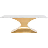 Praetorian Dining Table, White Marble/Brushed Gold Base - Furniture - Dining - High Fashion Home