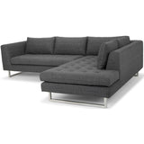 Janis RAF Sectional Sofa, Dark Grey Tweed - Furniture - Nuevo Living