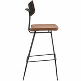 Soli Leather Bar Stool, Caramel - Furniture - Chairs - High Fashion Home