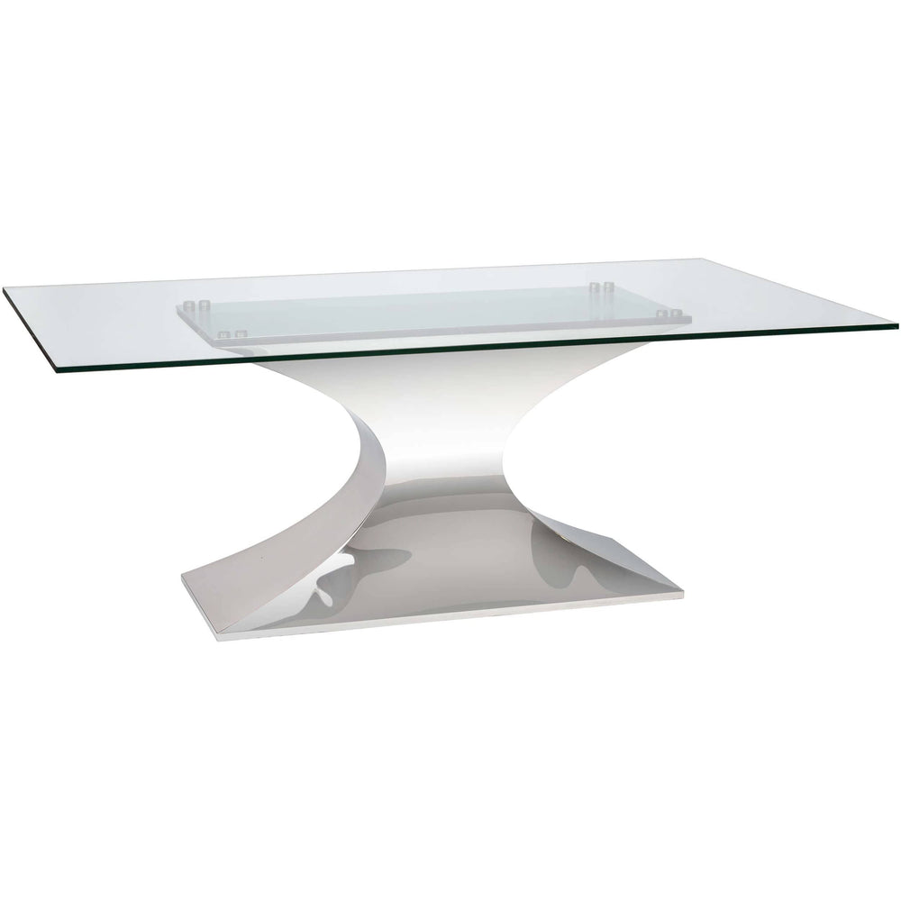 Praetorian Dining Table, Glass/Polished Stainless - Modern Furniture - Dining Table - High Fashion Home