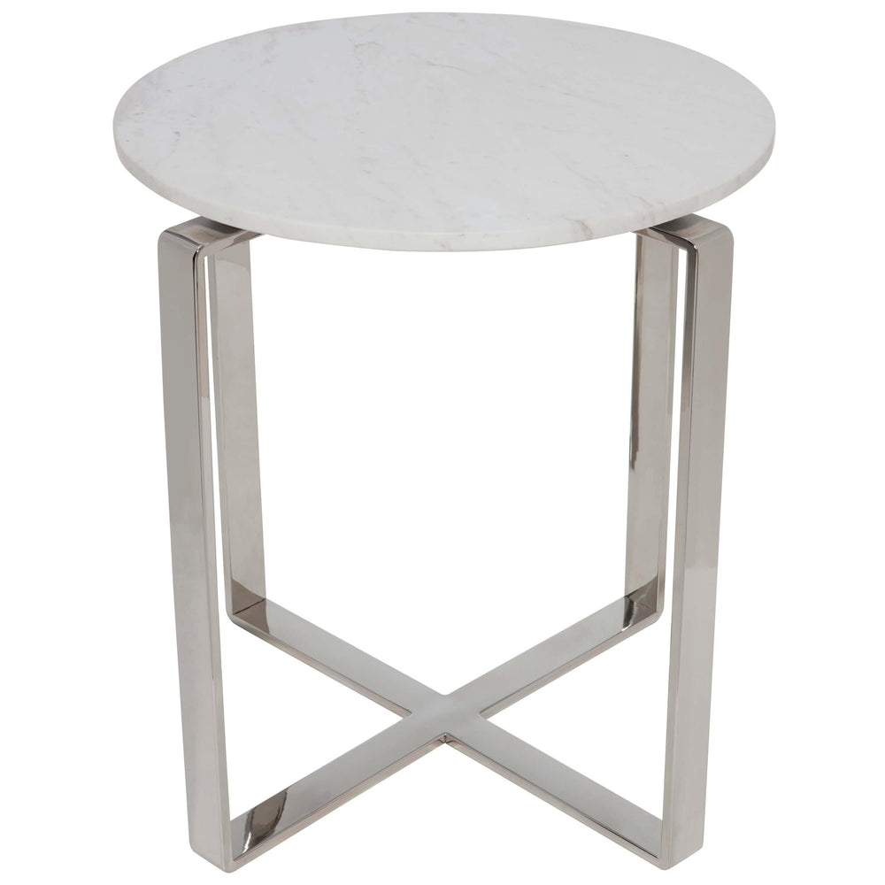 Rosa Side Table, White Marble/Polished Stainless Legs - Furniture - Accent Tables - High Fashion Home