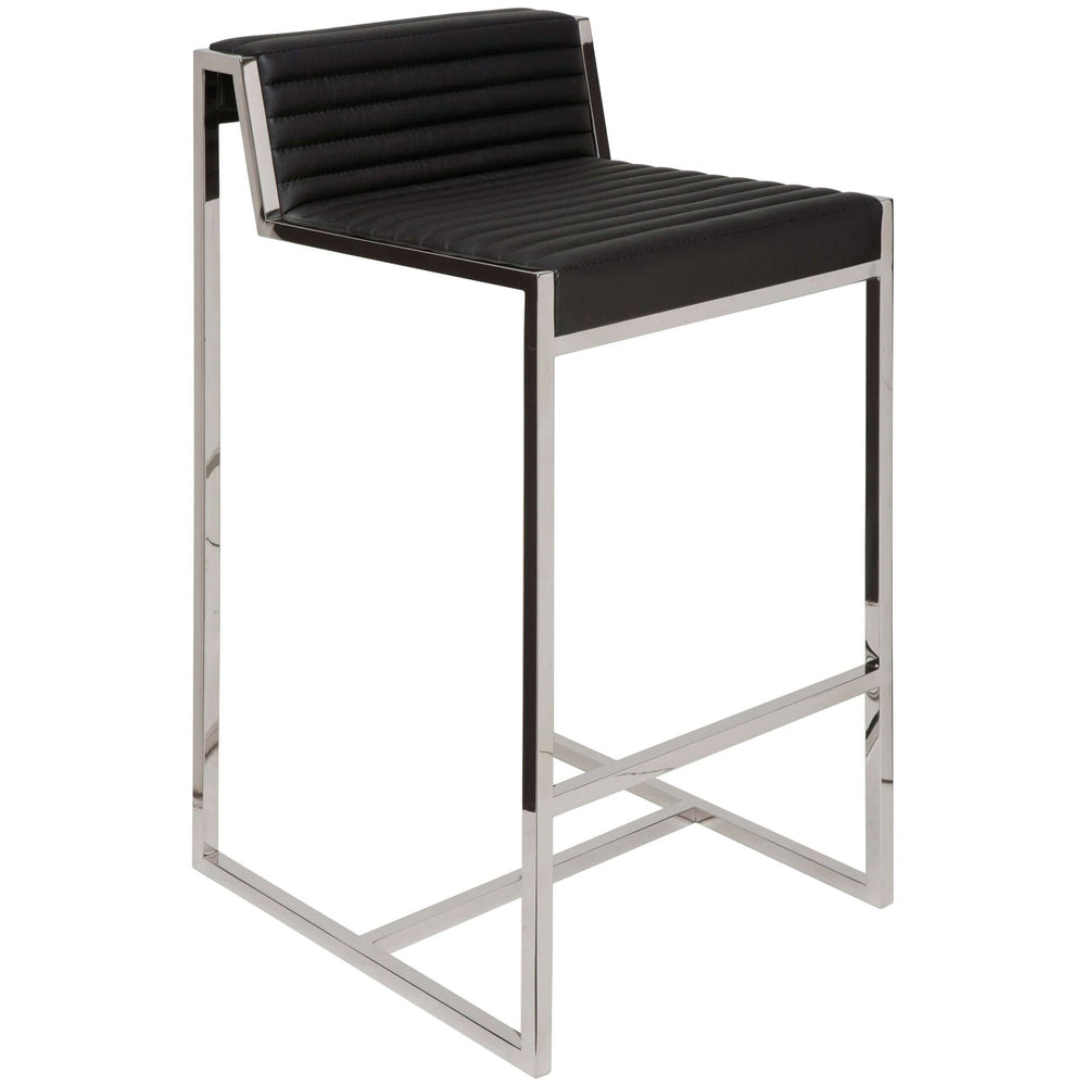 Zola Leather Bar Stool, Black High Fashion Home
