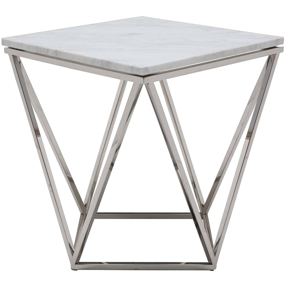 Jasmine Side Table, White/Chrome Base - Furniture - Accent Tables - High Fashion Home