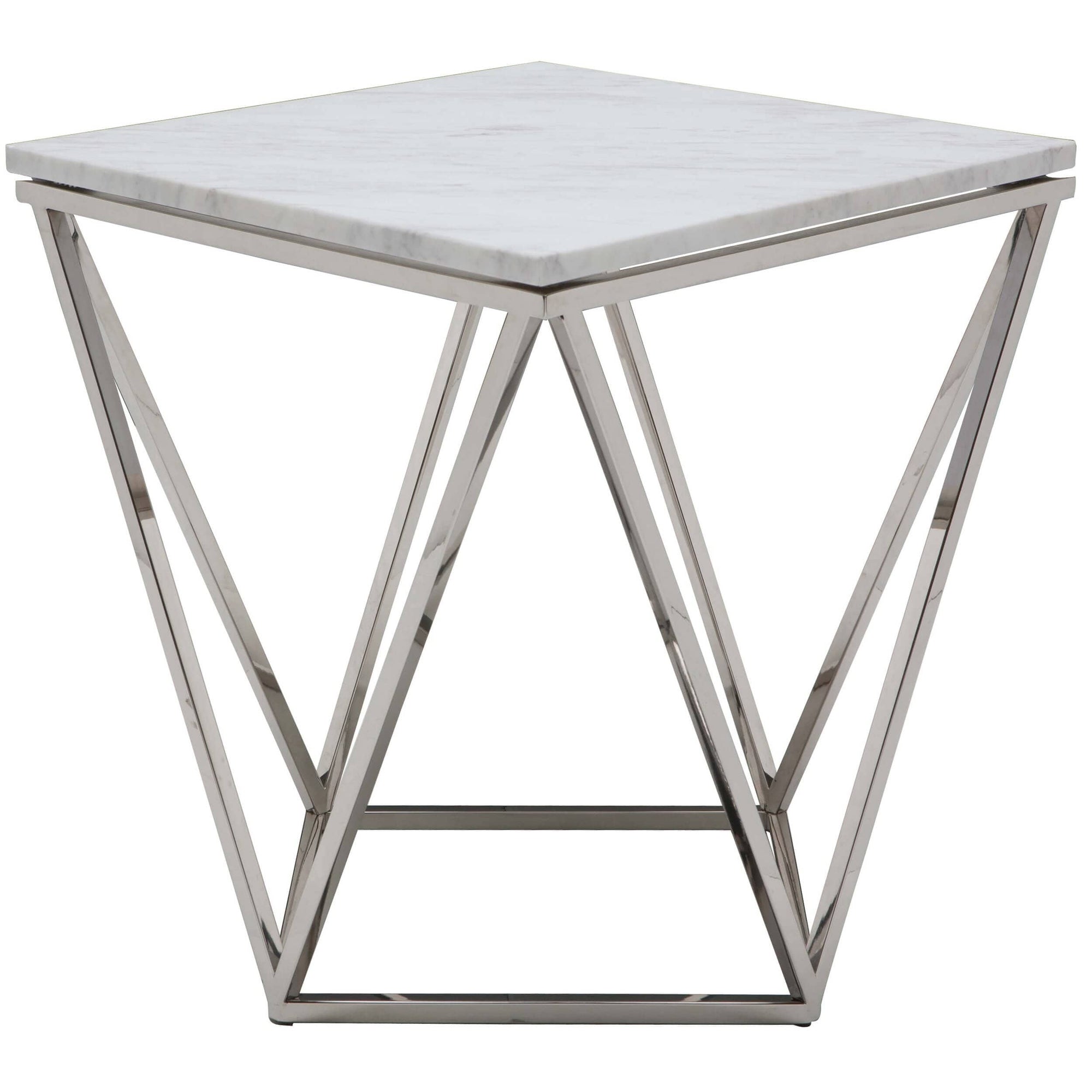 Jasmine Side Table, White/Chrome Base – High Fashion Home