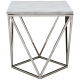 Jasmine Side Table, White/Chrome Base - Furniture - Accent Tables - High Fashion Home