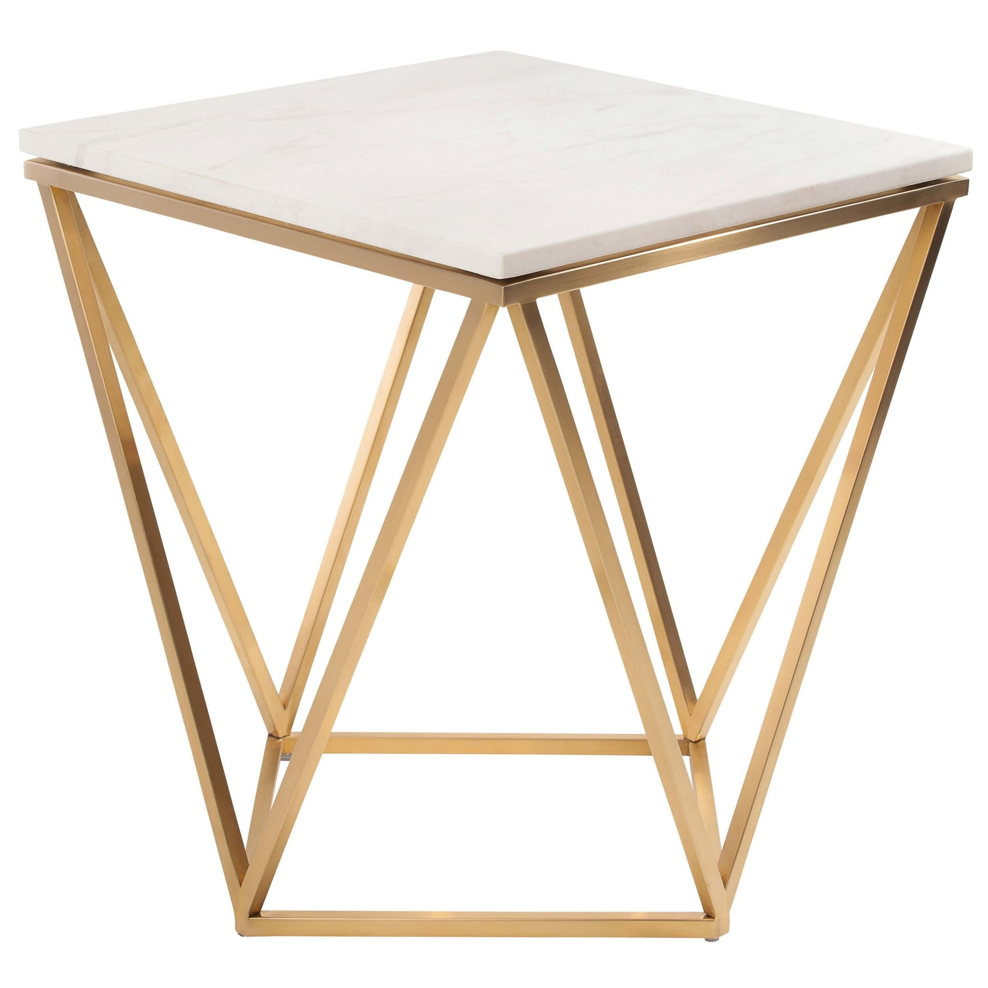 Jasmine Side Table, White/Gold Base – High Fashion Home
