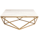 Jasmine Coffee Table, White/Gold Base - Furniture - Accent Tables - High Fashion Home
