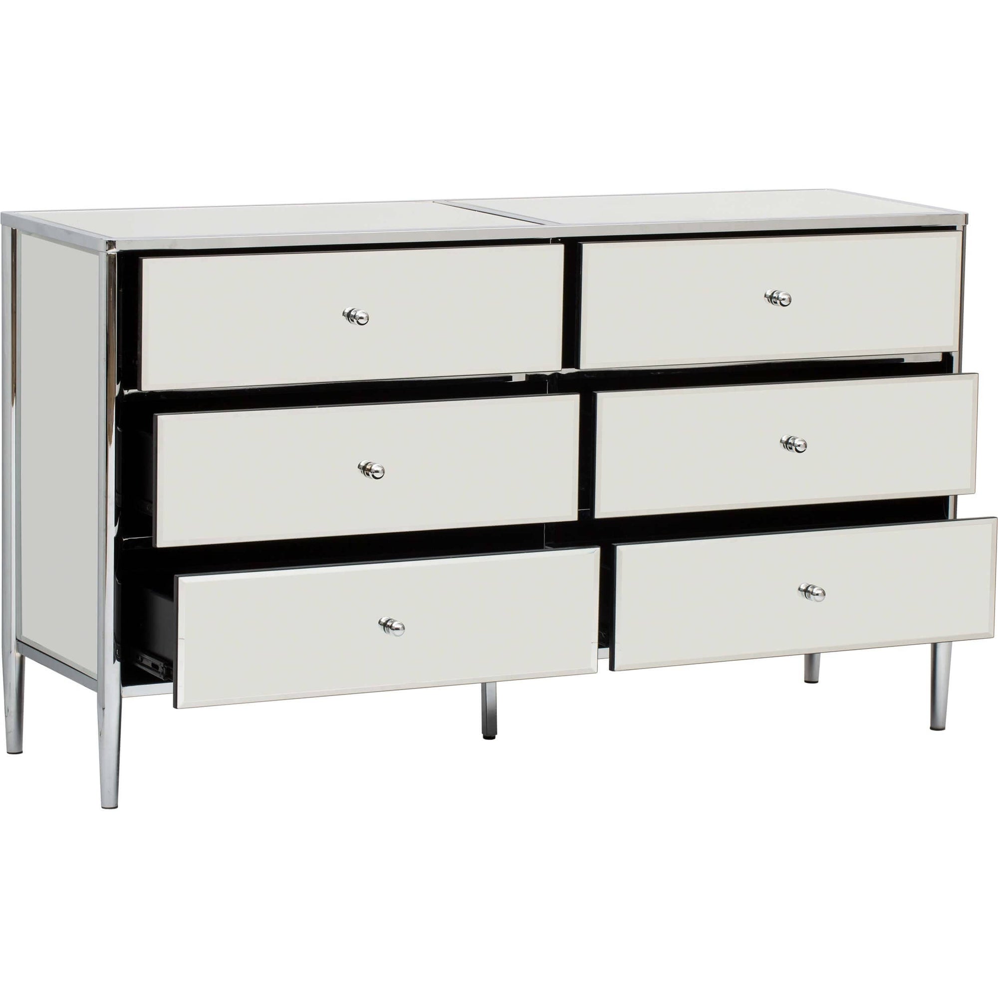 Hollywood 6 Drawer Dresser, Nickel – High Fashion Home Hollywood 6 Drawer Dresser, Nickel – High Fashion Home