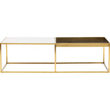 Corbett Rectangular Coffee Table, White/Brushed Gold Base - Modern Furniture - Coffee Tables - High Fashion Home