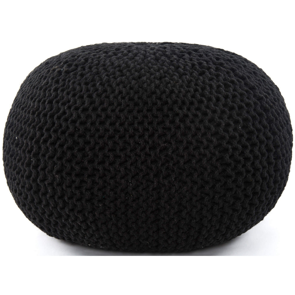 Jute Knit Pouf, Black - Furniture - Chairs - High Fashion Home