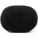 Jute Knit Pouf, Black - Furniture - Chairs - High Fashion Home