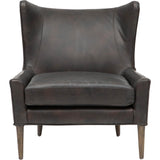 Marlow Leather Wing Chair, Vintage Black - Modern Furniture - Accent Chairs - High Fashion Home