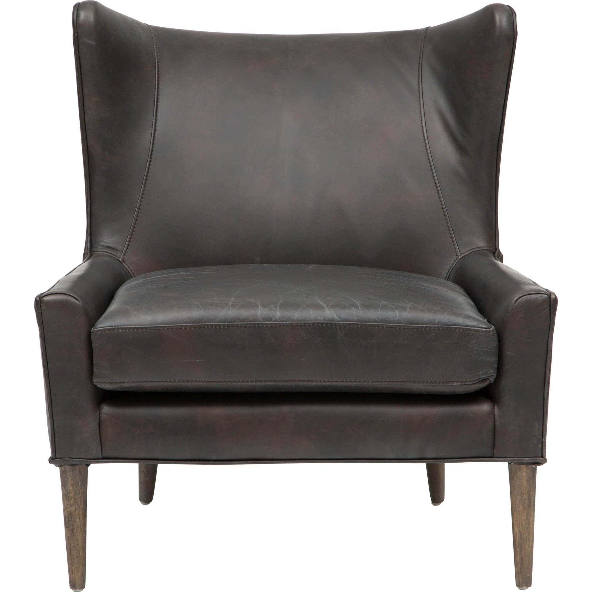 Marlow Leather Wing Chair Vintage Black High Fashion Home