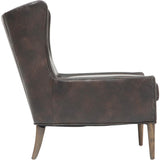 Marlow Leather Wing Chair, Vintage Black - Modern Furniture - Accent Chairs - High Fashion Home