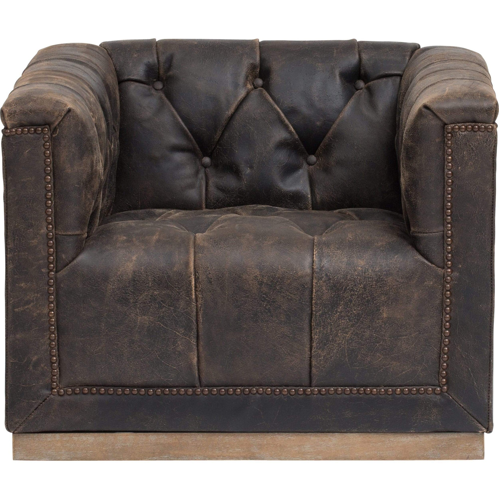 Maxx Leather Swivel Chair Destroyed Black High Fashion Home