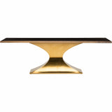 Praetorian Dining Table, Seared Oak/Brushed Gold Base - Modern Furniture - Dining Table - High Fashion Home