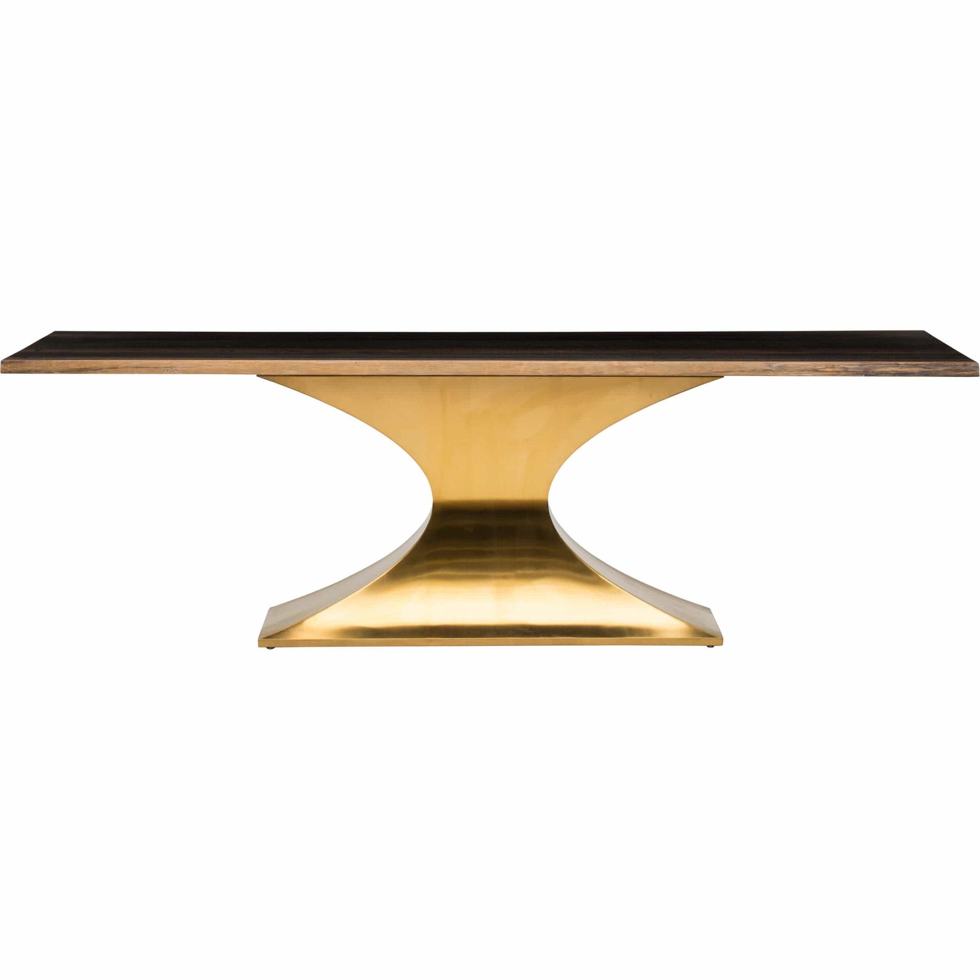 Praetorian Dining Table, Seared Oak/Brushed Gold Base High Fashion Home