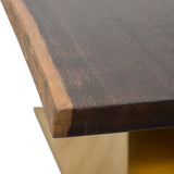 Praetorian Dining Table, Seared Oak/Brushed Gold Base - Modern Furniture - Dining Table - High Fashion Home