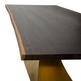 Praetorian Dining Table, Seared Oak/Brushed Gold Base - Modern Furniture - Dining Table - High Fashion Home