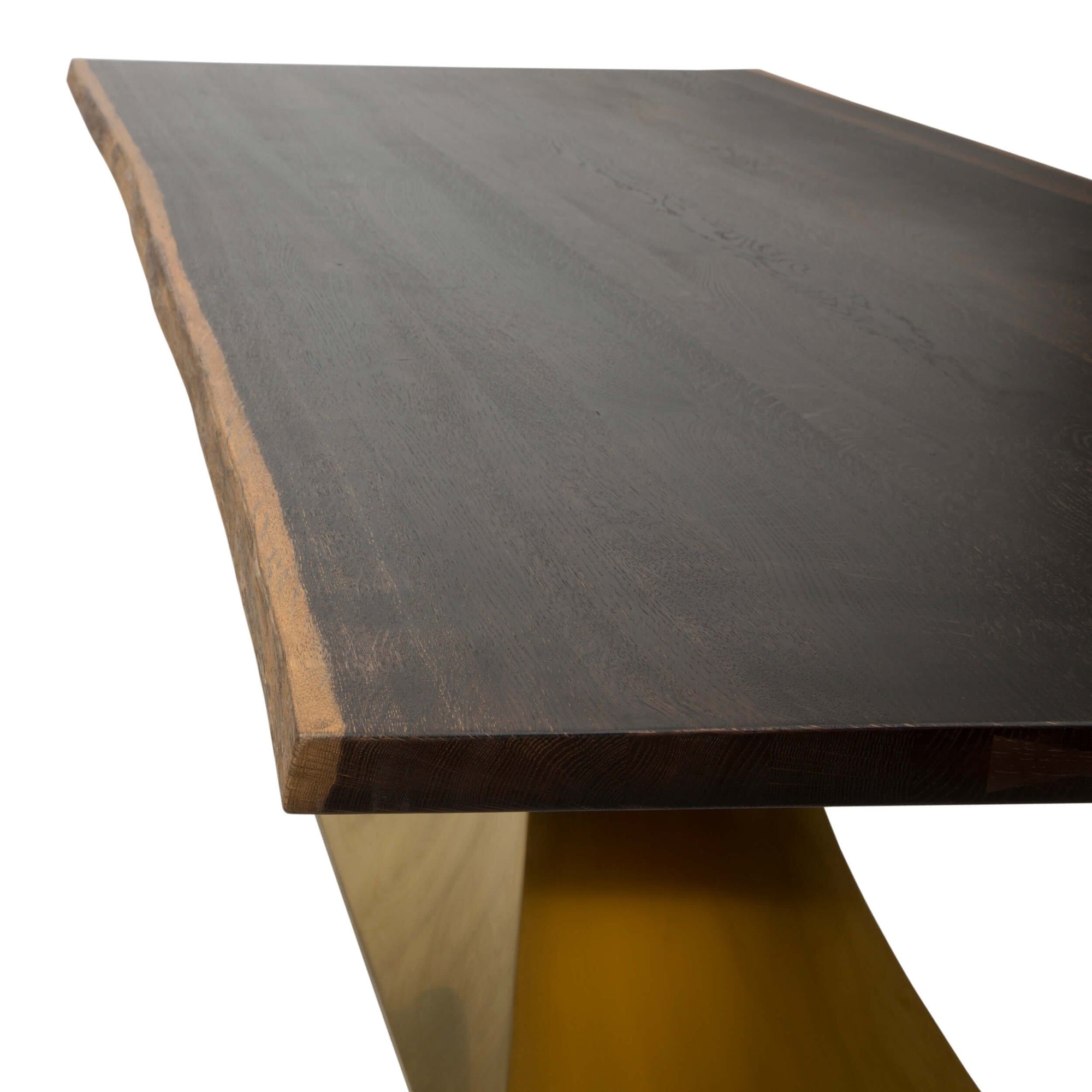 Praetorian Dining Table, Seared Oak/Brushed Gold Base High Fashion Home