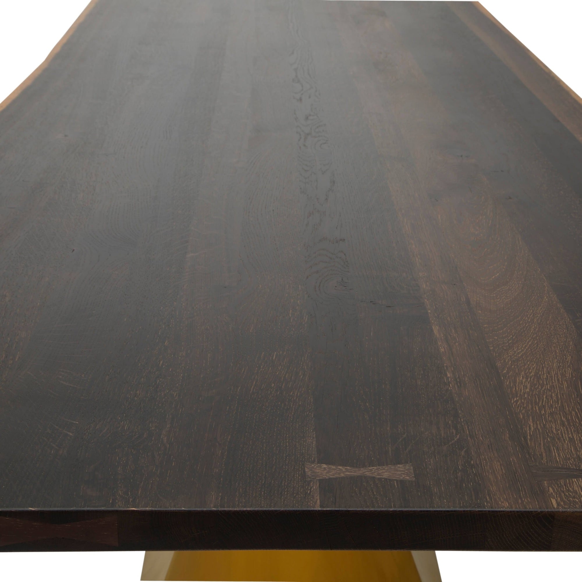 Praetorian Dining Table, Seared Oak/Brushed Gold Base High Fashion Home