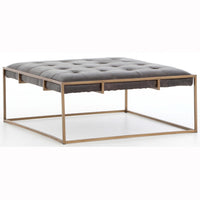 Oxford Square Cocktail Ottoman, Rialto Ebony - Furniture - Accent Tables - High Fashion Home