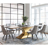 Praetorian Dining Table, Seared Oak/Brushed Gold Base - Modern Furniture - Dining Table - High Fashion Home