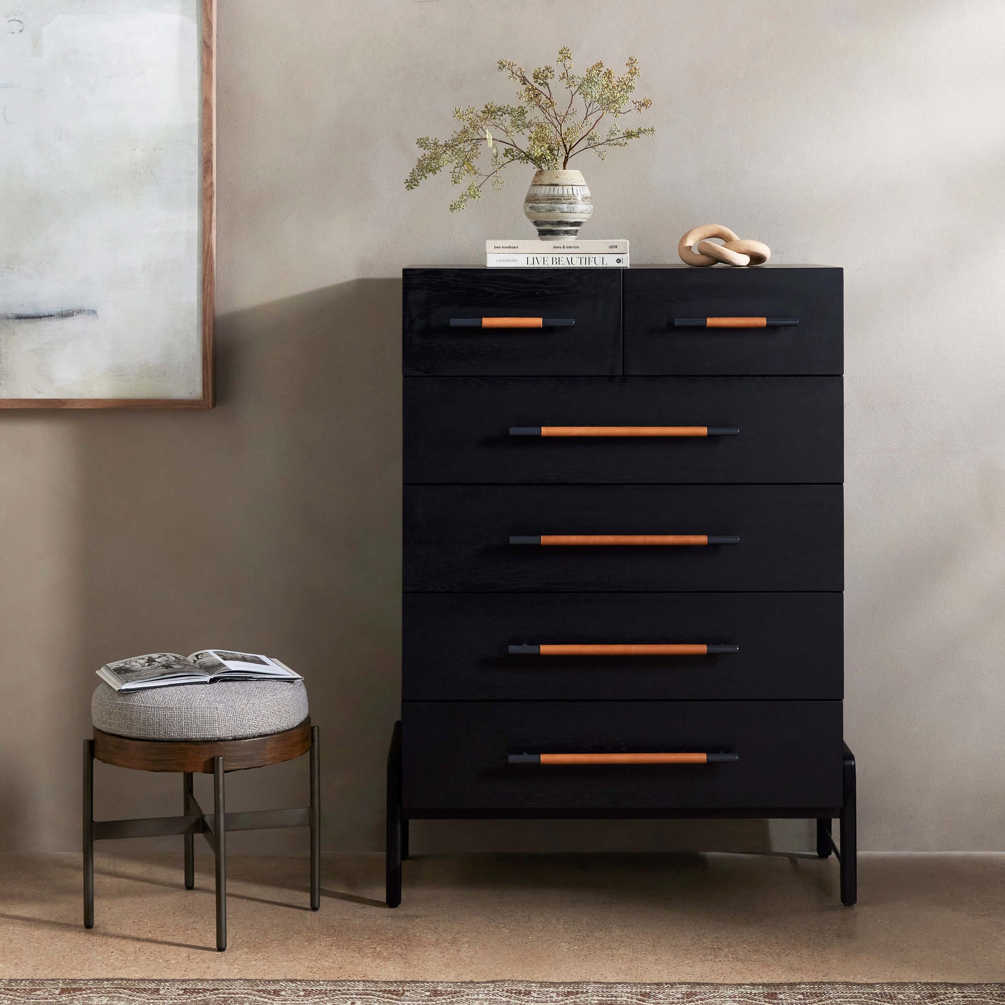 Rosedale 6 Drawer Tall Dresser, Ebony Oak by Four Hands – High Fashion Home