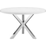 Remi Dining Table, White/Polished Stainless Base - Modern Furniture - Dining Table - High Fashion Home