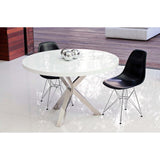 Remi Dining Table, White/Polished Stainless Base - Modern Furniture - Dining Table - High Fashion Home
