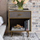 Shagreen Bedside Table, Antique Brass - Furniture - Accent Tables - High Fashion Home