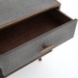 Shagreen Bedside Table, Antique Brass - Furniture - Accent Tables - High Fashion Home