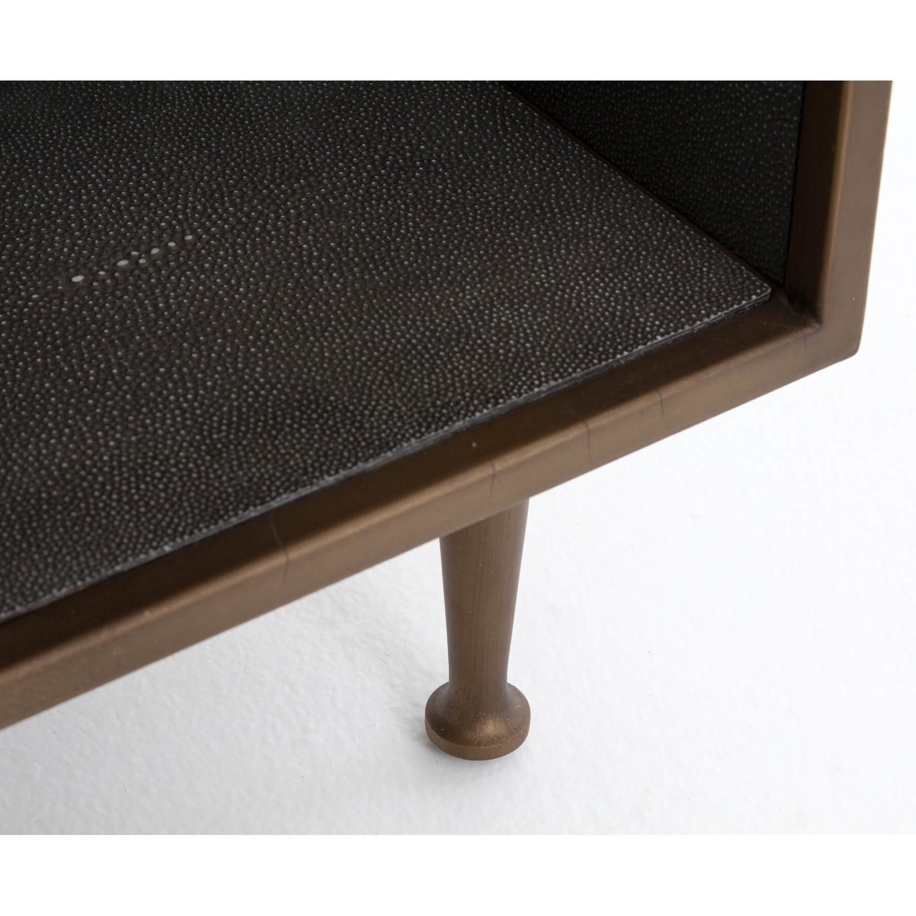 Shagreen Bedside Table, Antique Brass High Fashion Home
