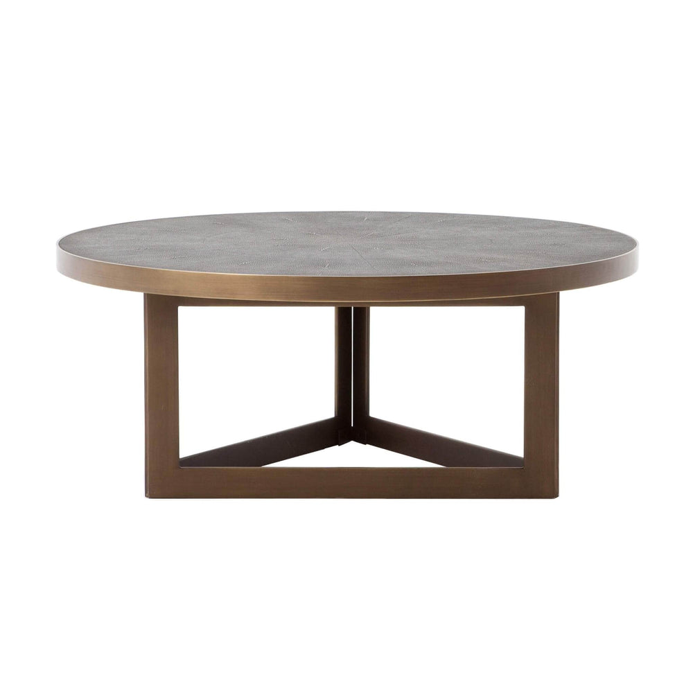 Shagreen Round Coffee Table, Antique Brass - Modern Furniture - Coffee Tables - High Fashion Home