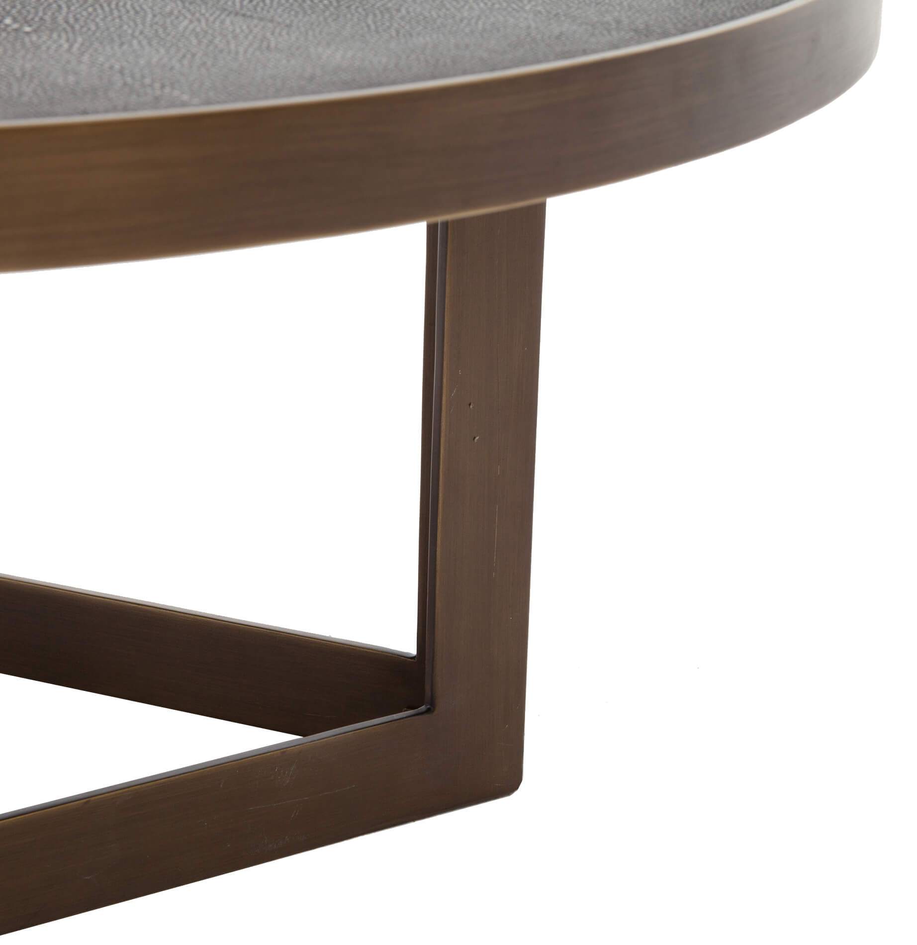 Shagreen Round Coffee Table, Antique Brass by Four Hands – High