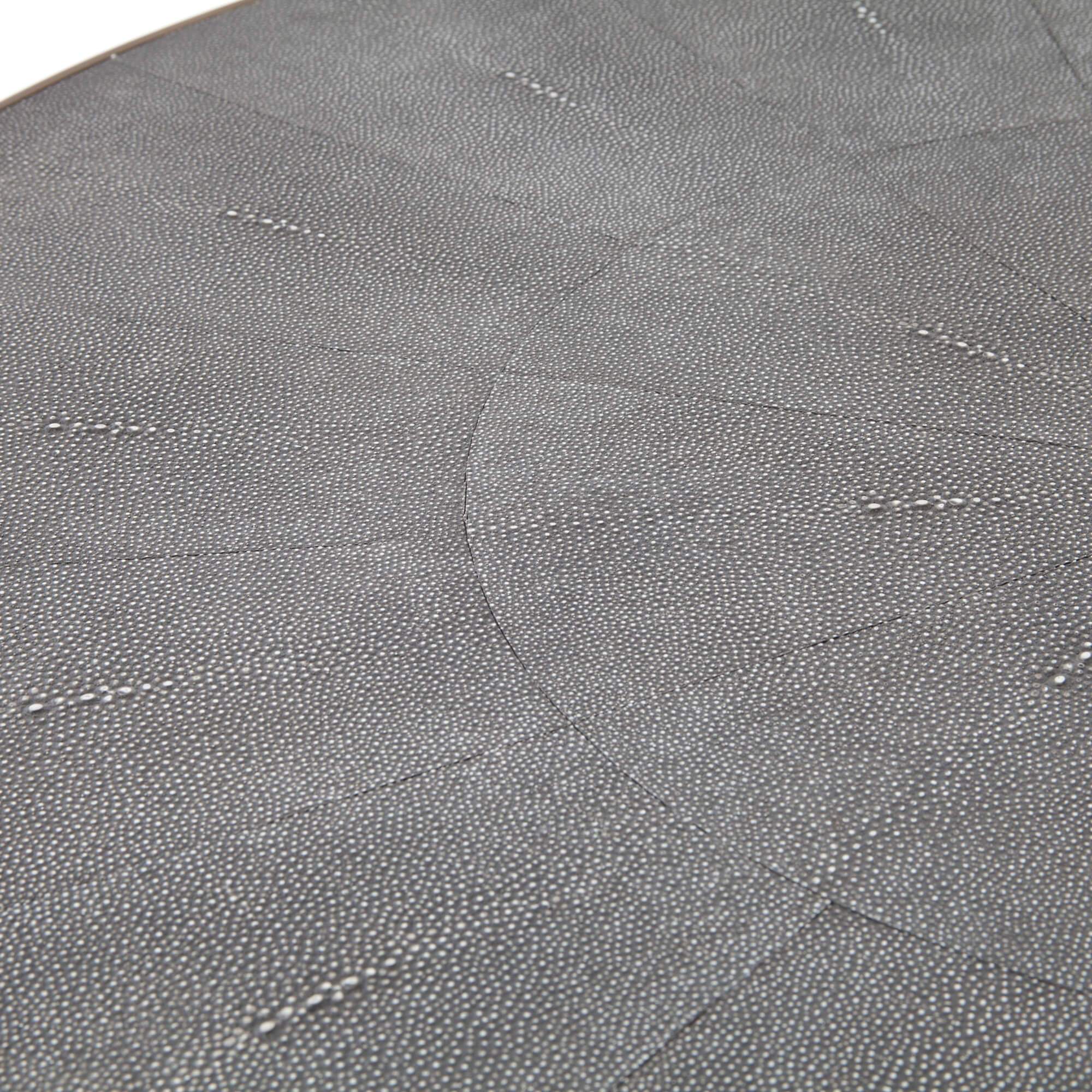 Shagreen Round Coffee Table, Antique Brass High Fashion Home