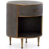 Shagreen Round Nightstand, Antique Brass - Furniture - Bedroom - High Fashion Home