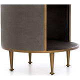 Shagreen Round Nightstand, Antique Brass - Furniture - Bedroom - High Fashion Home