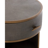 Shagreen Round Nightstand, Antique Brass - Furniture - Bedroom - High Fashion Home