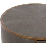 Shagreen Round Nightstand, Antique Brass - Furniture - Bedroom - High Fashion Home