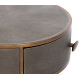 Shagreen Round Nightstand, Antique Brass - Furniture - Bedroom - High Fashion Home