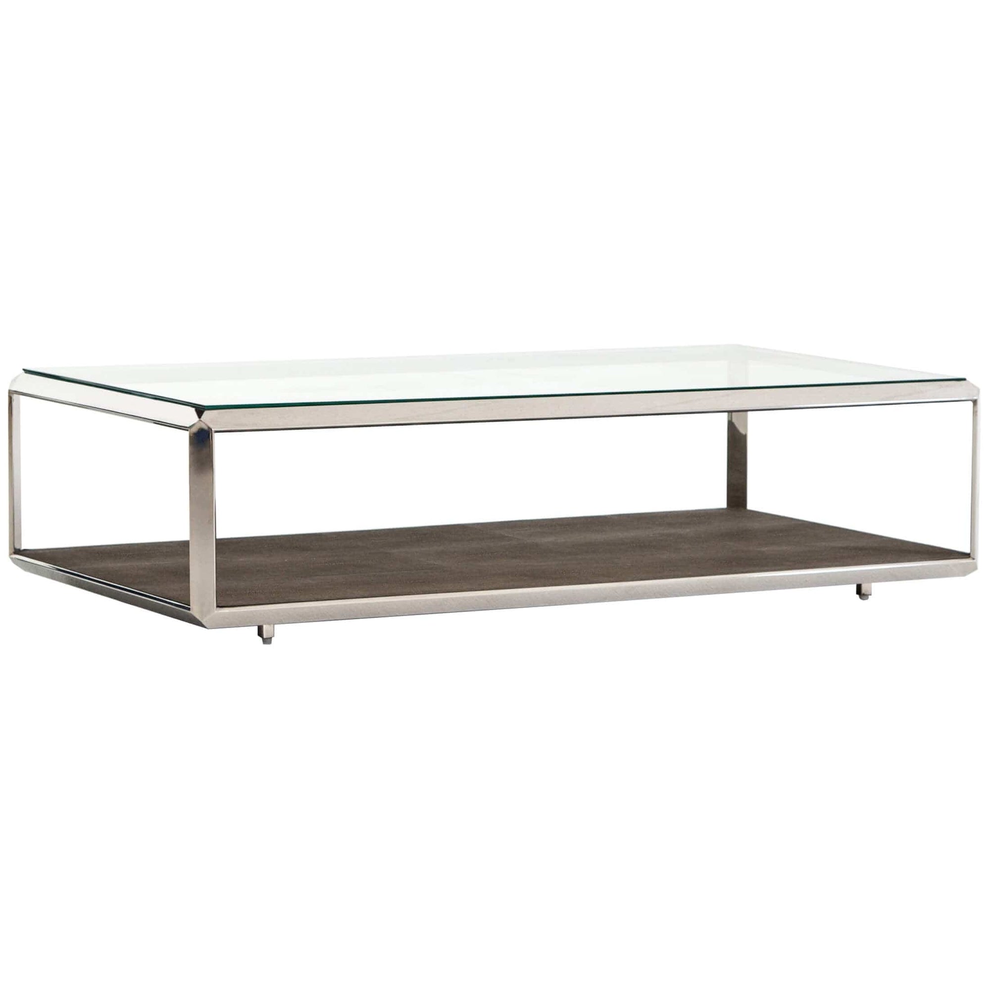 Shagreen Shadow Box Coffee Table, Stainless Steel High Fashion Home