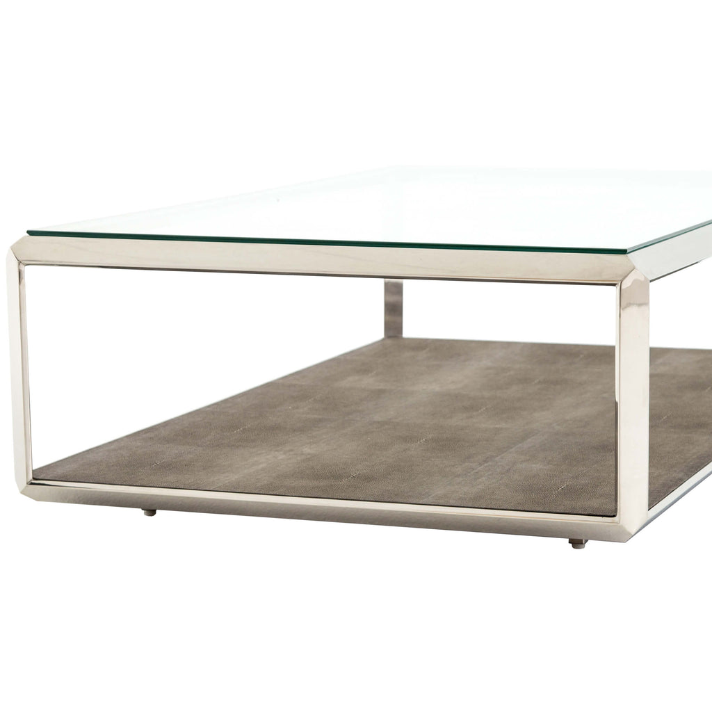 Shagreen Shadow Box Coffee Table, Stainless Steel High Fashion Home