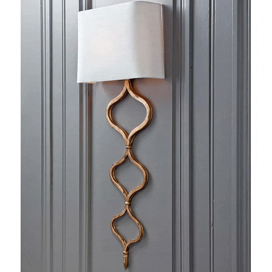 Sinuous Metal Sconce, Gold Leaf - Lighting - Wall