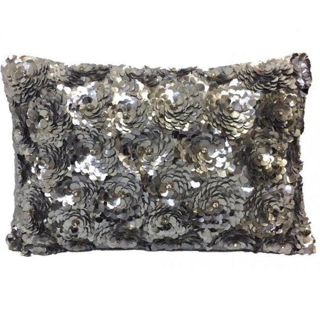 Cloud 9 Sivo Lumbar Pillow, Silver - Accessories - High Fashion Home