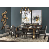 Toulouse Dining Table, Seared Oak/Brushed Gold Base - Modern Furniture - Dining Table - High Fashion Home